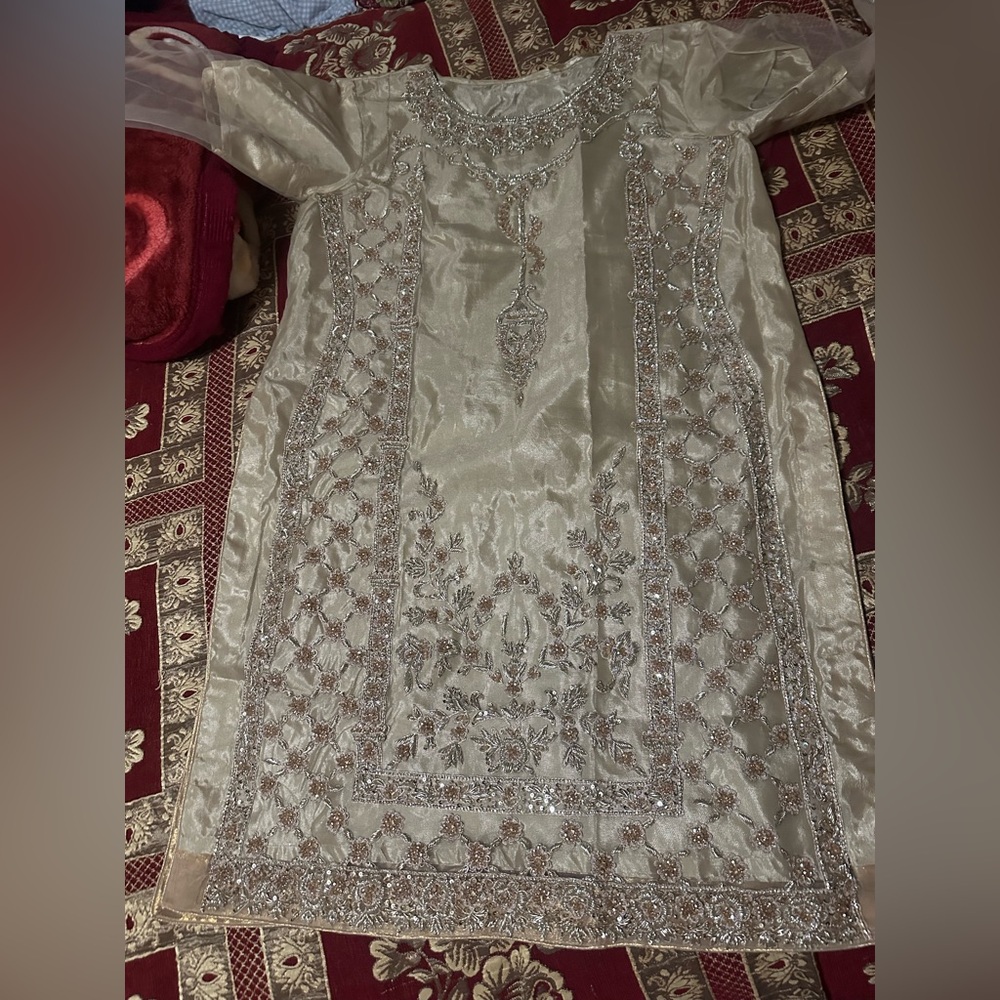 Pakistan designer handmade kora dabka dress size large